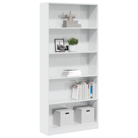 Estantería madera de ingeniería blanco brillo 80x24x176 cm de , Librerías y estanterías - Ref: Foro24-858308, Precio: 101,12 ...