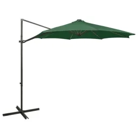 Sombrilla voladiza con poste y luces LED verde 300 cm de vidaXL, Sombrillas - Ref: Foro24-312337, Precio: 117,65 €, Descuento: %