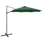 Sombrilla voladiza con poste y luces LED verde 300 cm de vidaXL, Sombrillas - Ref: Foro24-312337, Precio: 117,65 €, Descuento: %