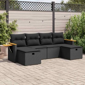 Set de sofás de jardín 6 piezas y cojines ratán sintético negro de , Conjuntos de jardín - Ref: Foro24-3325996, Precio: 427,6...