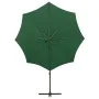 Sombrilla voladiza con poste y luces LED verde 300 cm de vidaXL, Sombrillas - Ref: Foro24-312337, Precio: 117,65 €, Descuento: %