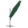 Sombrilla voladiza con poste y luces LED verde 300 cm de vidaXL, Sombrillas - Ref: Foro24-312337, Precio: 119,10 €, Descuento: %