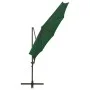 Sombrilla voladiza con poste y luces LED verde 300 cm de vidaXL, Sombrillas - Ref: Foro24-312337, Precio: 117,65 €, Descuento: %