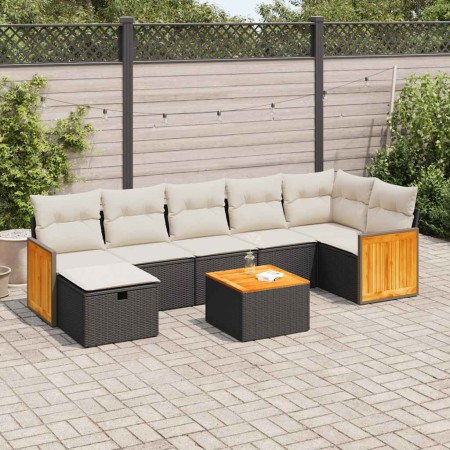 Set de sofás de jardín y cojines 8 piezas ratán sintético negro de , Conjuntos de jardín - Ref: Foro24-3326046, Precio: 468,6...