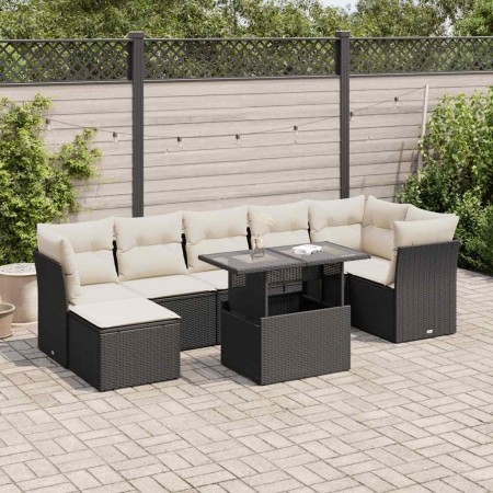 Set de sofás de jardín y cojines 8 piezas ratán sintético negro de , Conjuntos de jardín - Ref: Foro24-3326197, Precio: 510,9...