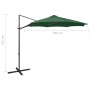 Sombrilla voladiza con poste y luces LED verde 300 cm de vidaXL, Sombrillas - Ref: Foro24-312337, Precio: 119,10 €, Descuento: %