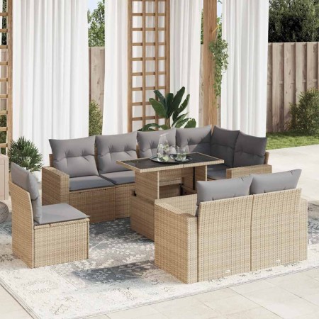 Set de sofás de jardín con cojines 9 pzas ratán sintético beige de , Conjuntos de jardín - Ref: Foro24-3326340, Precio: 702,4...