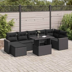 Set de sofás de jardín y cojines 8 piezas ratán sintético negro de , Conjuntos de jardín - Ref: Foro24-3326356, Precio: 551,5...