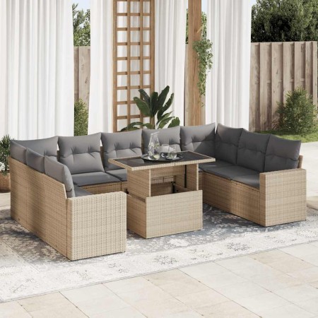 Juego de sofás jardín con cojines beige 10 pzas ratán sintético de , Conjuntos de jardín - Ref: Foro24-3326380, Precio: 723,0...