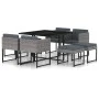 Set de muebles jardín 9 pzas con cojines ratán sintético gris de vidaXL, Conjuntos de jardín - Ref: Foro24-313100, Precio: 46...