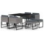 Set de muebles jardín 9 pzas con cojines ratán sintético gris de vidaXL, Conjuntos de jardín - Ref: Foro24-313100, Precio: 41...