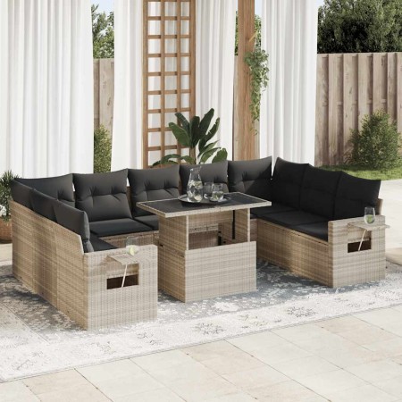 Set sofás jardín 10 pzas con cojines ratán sintético gris claro de , Conjuntos de jardín - Ref: Foro24-3326543, Precio: 718,9...