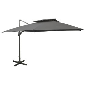 Sombrilla voladiza con doble techo gris antracita 300x300 cm de vidaXL, Sombrillas - Ref: Foro24-312372, Precio: 334,84 €, De...