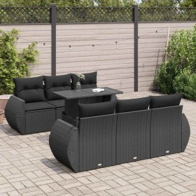 Set de sofás de jardín 7 pzas con cojines ratán sintético negro de , Conjuntos de jardín - Ref: Foro24-3326576, Precio: 550,5...