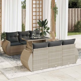 Set de sofás de jardín 7 pzas con cojines ratán PE gris claro de , Conjuntos de jardín - Ref: Foro24-3326583, Precio: 563,22 ...