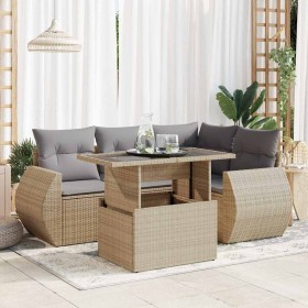 Juego de sofás jardín con cojines 5 pzas ratán sintético beige de , Conjuntos de jardín - Ref: Foro24-3326630, Precio: 413,92...