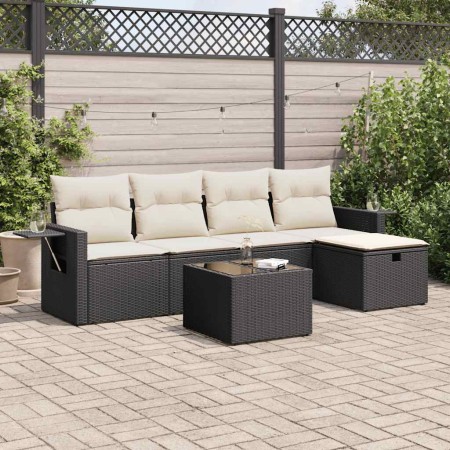 Set de sofás de jardín 6 piezas y cojines ratán sintético negro de , Conjuntos de jardín - Ref: Foro24-3325472, Precio: 357,4...