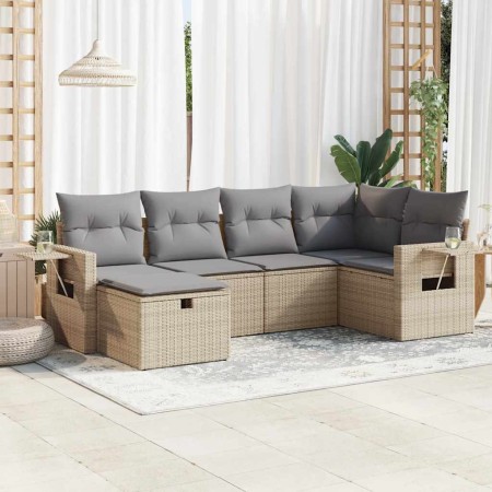 Juego de sofás jardín con cojines 6 pzas ratán sintético beige de , Conjuntos de jardín - Ref: Foro24-3325485, Precio: 439,02...