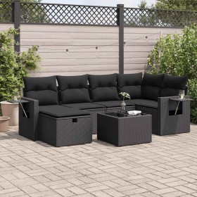 Set de sofás de jardín 7 pzas con cojines ratán sintético negro de , Conjuntos de jardín - Ref: Foro24-3325491, Precio: 490,6...