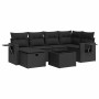 Set de sofás de jardín 7 pzas con cojines ratán sintético negro de , Conjuntos de jardín - Ref: Foro24-3325491, Precio: 490,6...