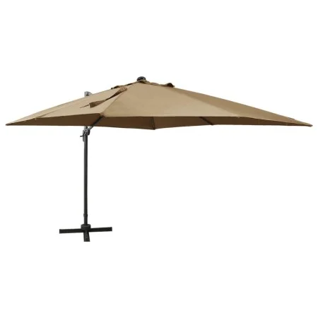 Sombrilla voladiza con poste y luces LED gris taupe 300 cm de vidaXL, Sombrillas - Ref: Foro24-312347, Precio: 198,22 €, Desc...