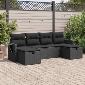 Set de sofás de jardín 6 piezas y cojines ratán sintético negro de , Conjuntos de jardín - Ref: Foro24-3325521, Precio: 406,3...
