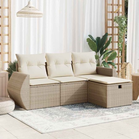 Juego de sofás jardín con cojines 4 pzas ratán sintético beige de , Conjuntos de jardín - Ref: Foro24-3325554, Precio: 329,65...