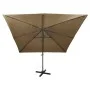 Sombrilla voladiza con poste y luces LED gris taupe 300 cm de vidaXL, Sombrillas - Ref: Foro24-312347, Precio: 198,22 €, Desc...