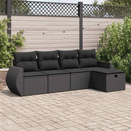 Set de muebles de jardín 5 pzas y cojines ratán sintético negro de , Conjuntos de jardín - Ref: Foro24-3325561, Precio: 342,4...