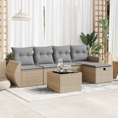 Juego de sofás jardín con cojines 6 pzas ratán sintético beige de , Conjuntos de jardín - Ref: Foro24-3325575, Precio: 398,94...