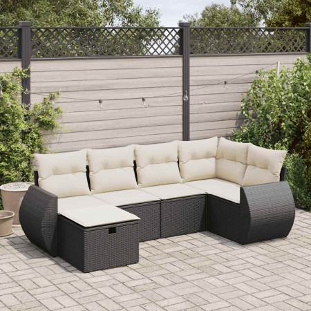 Set de sofás de jardín 6 piezas y cojines ratán sintético negro de , Conjuntos de jardín - Ref: Foro24-3325582, Precio: 396,8...