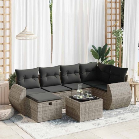 Set de sofás de jardín 7 pzas con cojines ratán sintético gris de , Conjuntos de jardín - Ref: Foro24-3325596, Precio: 479,74...