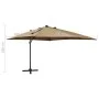 Sombrilla voladiza con poste y luces LED gris taupe 300 cm de vidaXL, Sombrillas - Ref: Foro24-312347, Precio: 198,22 €, Desc...