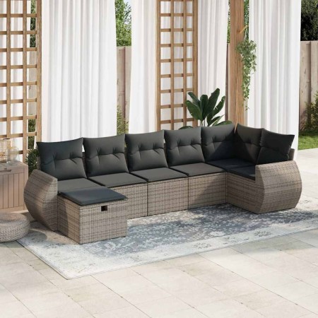 Set de sofás de jardín 7 pzas con cojines ratán sintético gris de , Conjuntos de jardín - Ref: Foro24-3325606, Precio: 466,58...