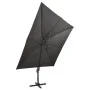 Sombrilla voladiza con poste y luces LED gris antracita 300 cm de vidaXL, Sombrillas - Ref: Foro24-312346, Precio: 258,56 €, ...