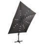 Sombrilla voladiza con poste y luces LED gris antracita 300 cm de vidaXL, Sombrillas - Ref: Foro24-312346, Precio: 267,05 €, ...