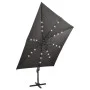 Sombrilla voladiza con poste y luces LED gris antracita 300 cm de vidaXL, Sombrillas - Ref: Foro24-312346, Precio: 258,56 €, ...