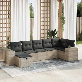 Set de sofás de jardín 7 pzas con cojines ratán PE gris claro de , Conjuntos de jardín - Ref: Foro24-3325708, Precio: 514,70 ...