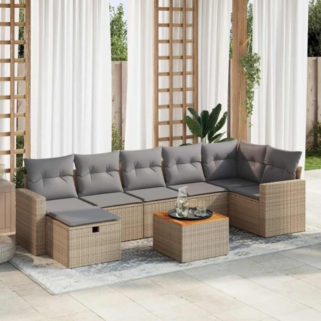 Set de sofás de jardín y cojines 8 piezas ratán sintético beige de , Conjuntos de jardín - Ref: Foro24-3325797, Precio: 510,0...