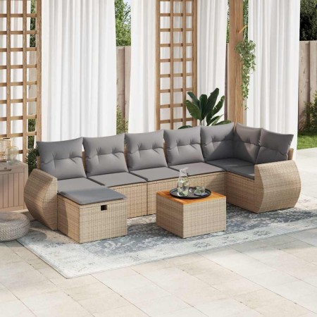 Set de sofás de jardín y cojines 8 piezas ratán sintético beige de , Conjuntos de jardín - Ref: Foro24-3325853, Precio: 508,7...