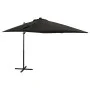Sombrilla voladiza con poste y luces LED negra 250 cm de vidaXL, Sombrillas - Ref: Foro24-312324, Precio: 183,39 €, Descuento: %
