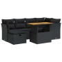 Set sofás jardín y cojines 7 pzas ratán sintético acacia negro de , Conjuntos de jardín - Ref: Foro24-3327972, Precio: 509,89...