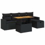 Set sofás jardín y cojines 6 pzas ratán sintético acacia negro de , Conjuntos de jardín - Ref: Foro24-3327993, Precio: 436,08...