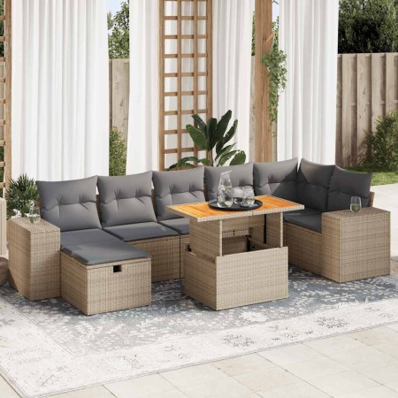 Set sofás jardín y cojines 5 pzas ratán sintético acacia beige de , Conjuntos de jardín - Ref: Foro24-3328095, Precio: 558,51...