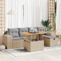 Set sofás jardín y cojines 6 pzas ratán sintético acacia beige de , Conjuntos de jardín - Ref: Foro24-3328081, Precio: 437,34...