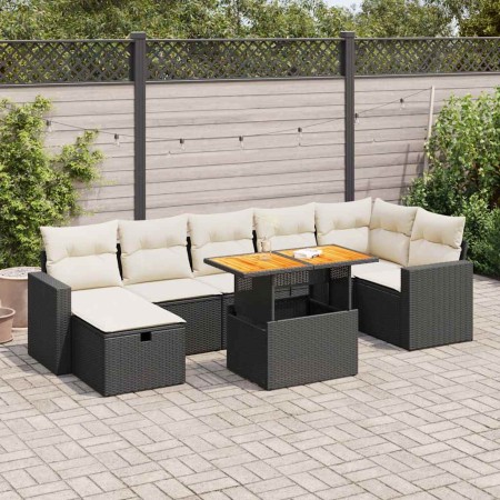 Set sofás jardín y cojines 5 pzas ratán sintético acacia negro de , Conjuntos de jardín - Ref: Foro24-3328008, Precio: 513,17...