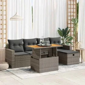 Set sofás jardín y cojines 6 pzas ratán sintético acacia gris by , Garden sets - Ref: Foro24-3327998, Price: 397,85 €, Discou...