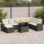 Set sofás jardín y cojines 9 pzas ratán sintético acacia negro de , Conjuntos de jardín - Ref: Foro24-3328015, Precio: 570,36...