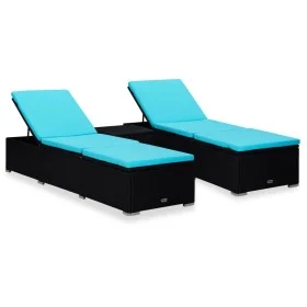 Tumbonas de jardín y mesita 3 piezas ratán sintético negro de vidaXL, Tumbonas - Ref: Foro24-3057668, Precio: 304,99 €, Descu...