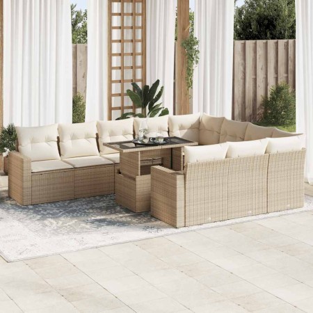 Set de sofás de jardín 11pzas con cojines ratán sintético beige de , Conjuntos de jardín - Ref: Foro24-3326389, Precio: 818,6...